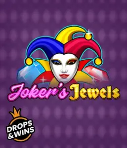 Enjoy the colorful ambiance of Joker's Jewels slot by Pragmatic Play, showcasing a captivating joker's mask embellished with a brightly colored jester hat. This image evokes the light-hearted fun of classic slots, set against a lavender background. Ideal for those who love classic slot games, offering a delightful adventure. 