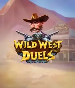  Step into the rugged world of "Wild West Duels" by Pragmatic Play, featuring a tough gunslinger ready for a showdown. The image shows a stern cowboy with crossed pistols, set against a dusty Western town. His focused expression and elaborate attire embody the spirit of the Old West. The game's title is clearly displayed in a rustic font, adding to the exciting theme. 