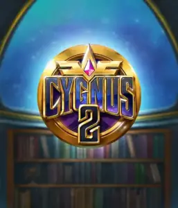 Experience the enchanting graphics of Cygnus 2 Slot by ELK Studios, showcasing a spectacular logo with a vibrant design in purple and gold. With a backdrop of a starlit library setting, this graphic conjures the spirit of adventure and mystery. 