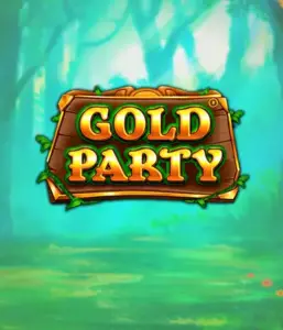 Discover the enchanted forest of the Gold Party game by Pragmatic Play, featuring a charming wooden sign engraved with golden letters. The background features a misty green forest that adds a touch of enchantment to the overall ambiance. Perfect for those who enjoy enchanted forest settings, providing a delightful escape. 